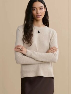 Jenni Kayne Everyday Sweater Size S Oatmeal Wool Cashmere Quiet Luxury